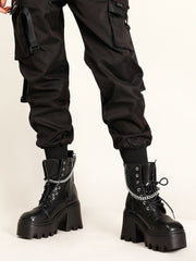 Zip Up Chain Platform Martin Boots Streetwear Brand Techwear Combat Tactical YUGEN THEORY