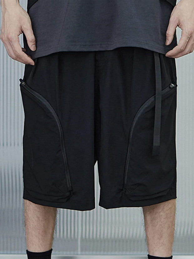 Zip Up Curved Pocket Drawstring Shorts Streetwear Brand Techwear Combat Tactical YUGEN THEORY