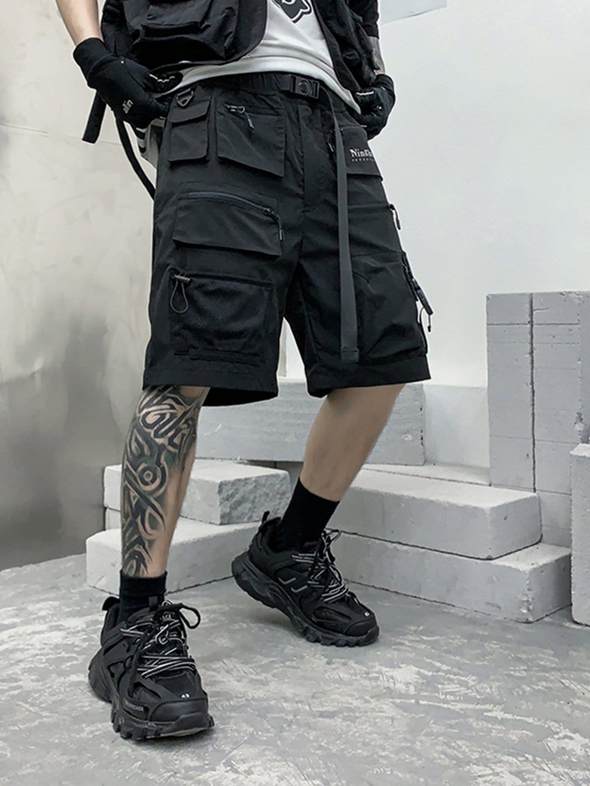 Zip Up Pockets Cargo Shorts Streetwear Brand Techwear Combat Tactical YUGEN THEORY
