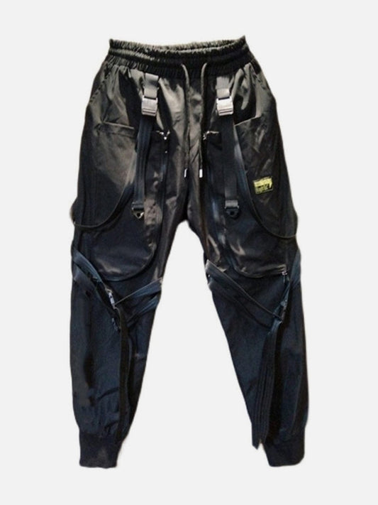 Zipper Pockets Multi Ribbons Cargo Pants Streetwear Brand Techwear Combat Tactical YUGEN THEORY