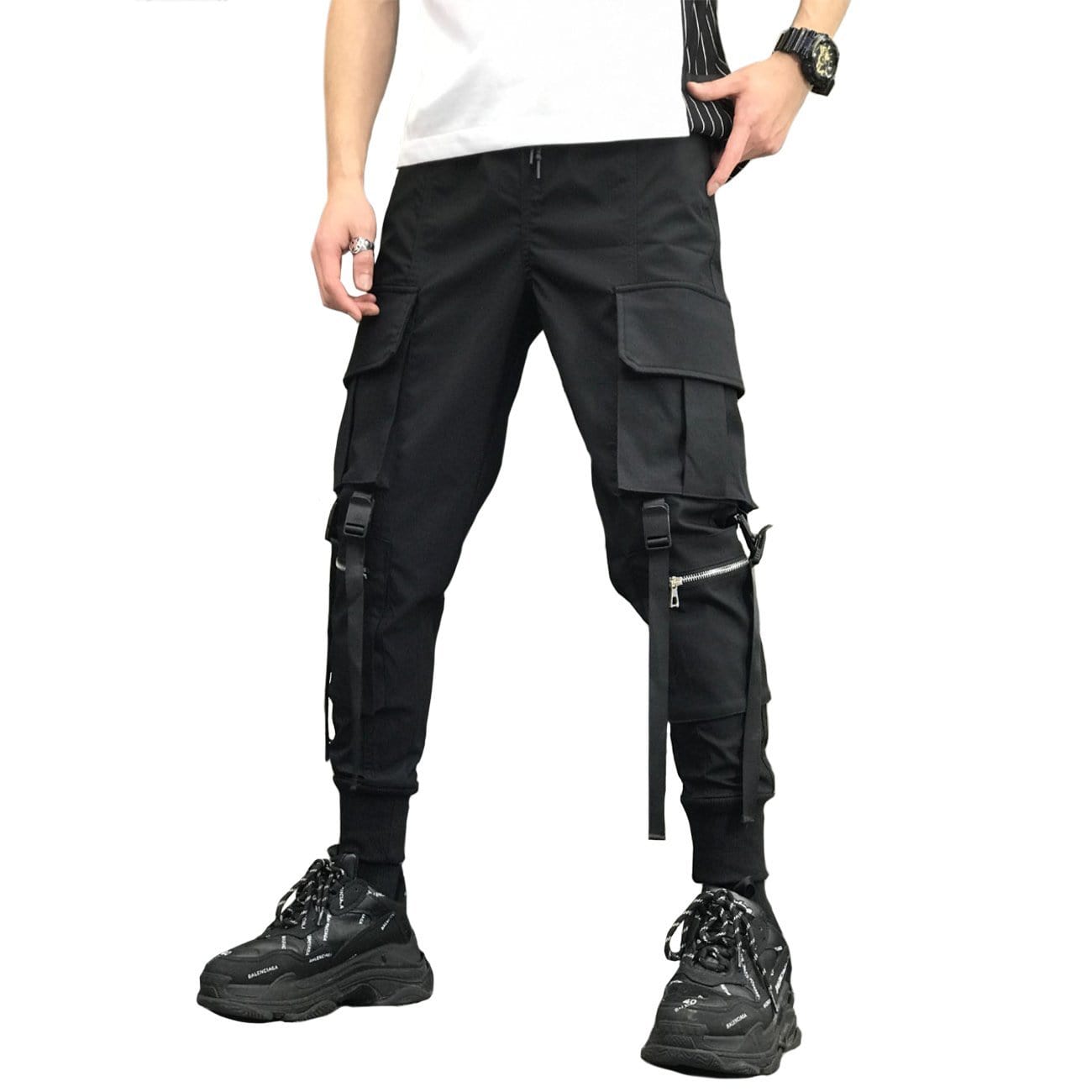 Zipper Pockets Ribbons Cargo Pants Streetwear Brand Techwear Combat Tactical YUGEN THEORY