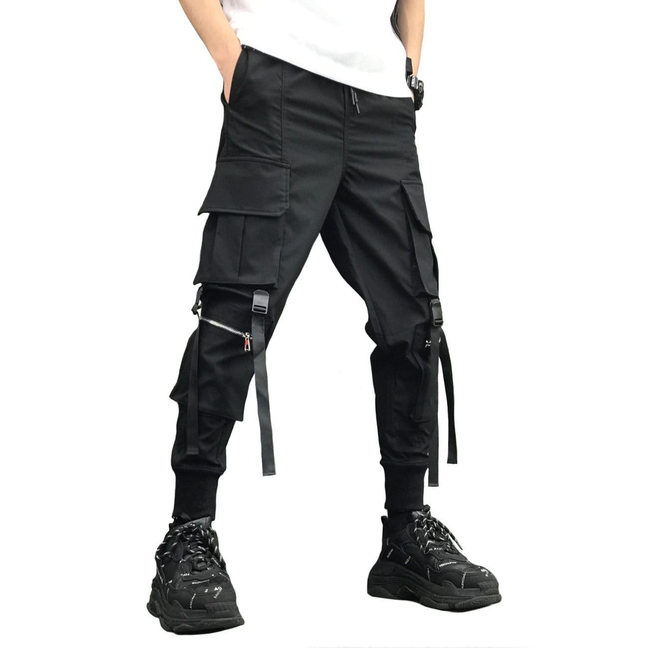 Zipper Pockets Ribbons Cargo Pants Streetwear Brand Techwear Combat Tactical YUGEN THEORY